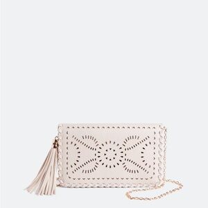 Elegant Cream Tassel Crossbody Bag